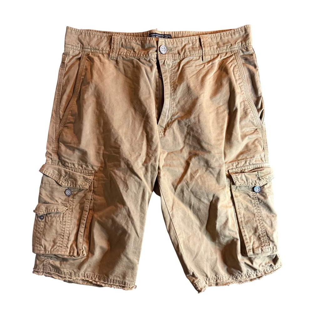 Buckle Black Java Cargo Shorts Mens 32 Brown Standard Fit Cotton Frayed Hem